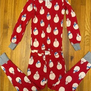 Mini Boden Red Snowman Kids Pajamas